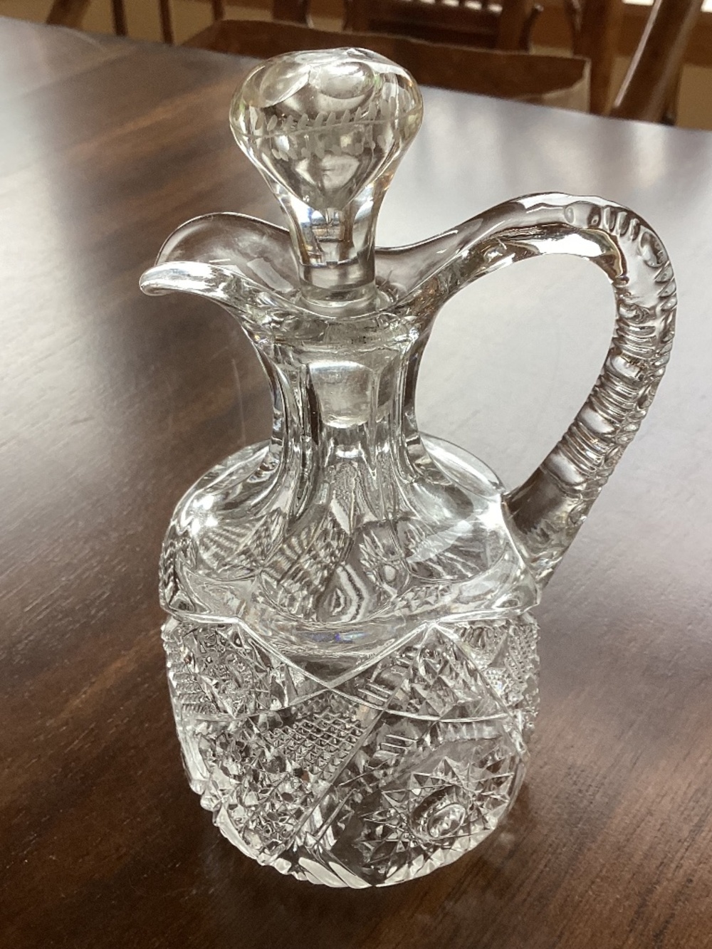 American Brilliant Period EAPG U.S. Glass Co's Cruet & Stopper Hobstar Pattern